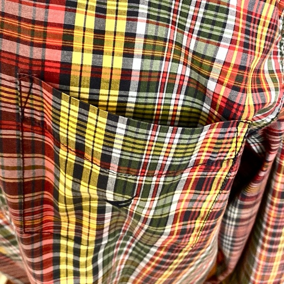 Nautica Men’s Red Green Yellow Plaid Long Sleeve Button Down Cotton Shirt SZ XL - Picture 5 of 13